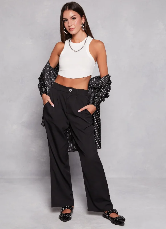 Crepe Knit Straight Leg Trousers Trousers Gym Athletic