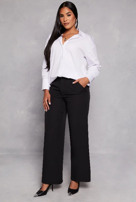 Madden Girl Crepe Knit Wide Leg Dress Pants Trousers Winter Warm