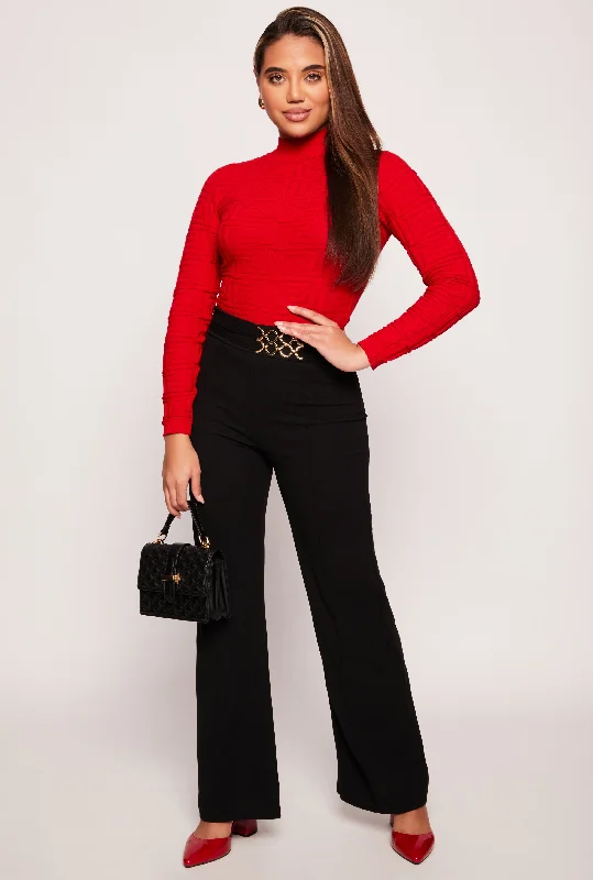 Metallic Link Detail Dress Pants Trousers Chinos Classic