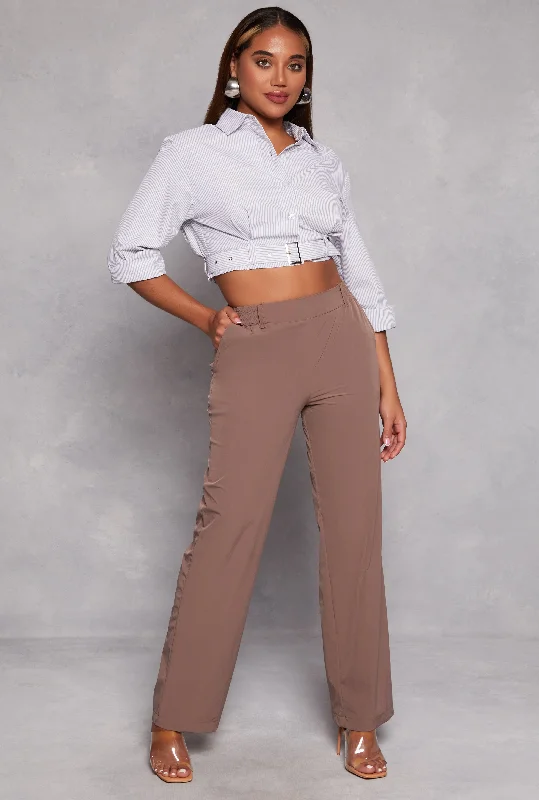 Pull On High Waist Dress Pants Trousers trendy modern