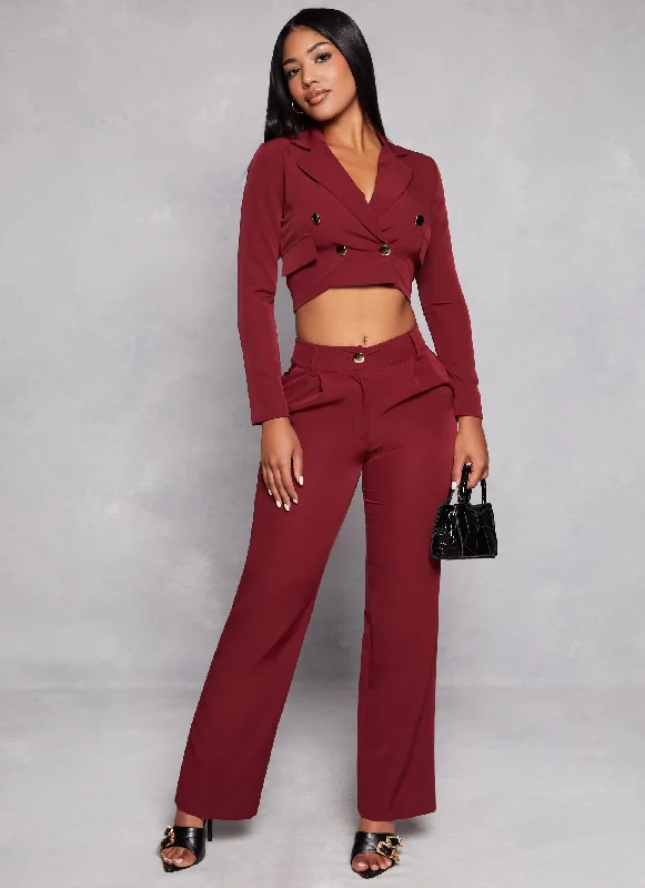 Crepe Knit High Waist Trousers Trousers Party Sparkling