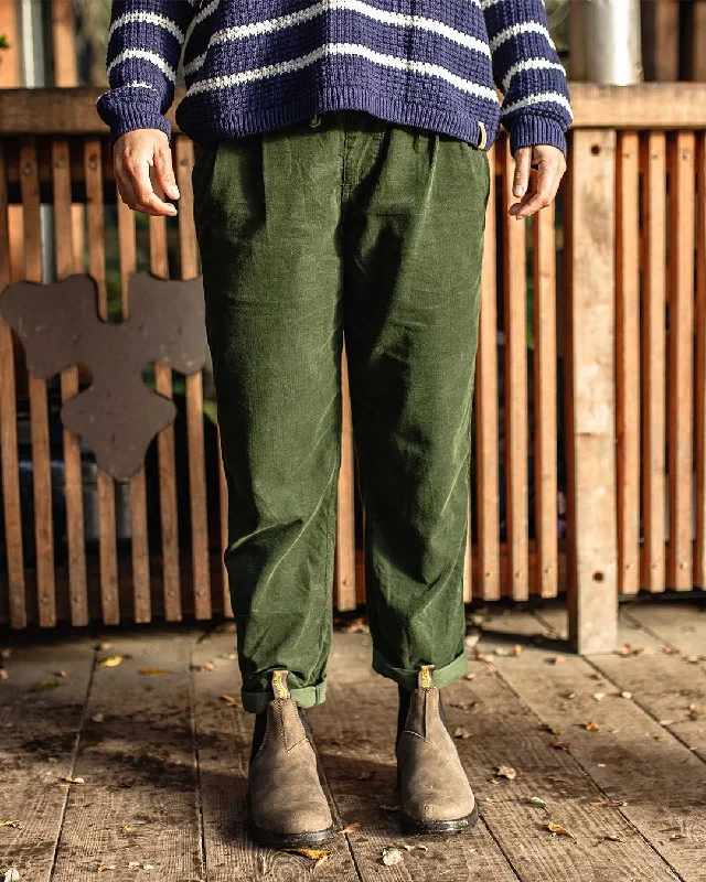 Compass Recycled Corduroy Trouser - Fir Tree Trousers sophisticated sleek