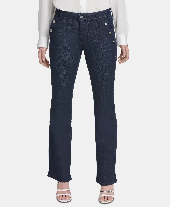 DKNY Wide Leg Denim Trousers Trousers Running Lightweight