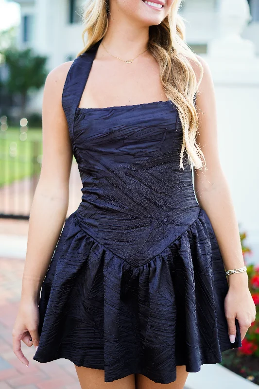 Fallon Dress - Black Satin
