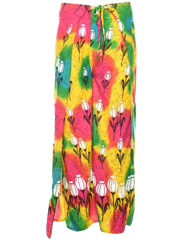 Floral Print Rainbow Trousers - W56 L26 Trousers Wedding White