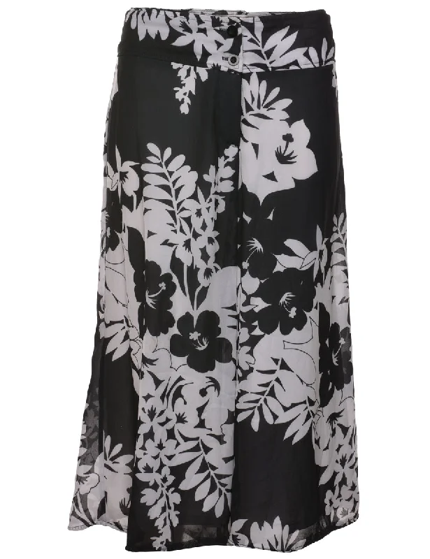 Floral Print Wide-Leg Trousers - W31 L22 Trousers Business Professional