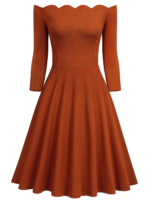 Half Sleeve Boat Neck Swing Dress