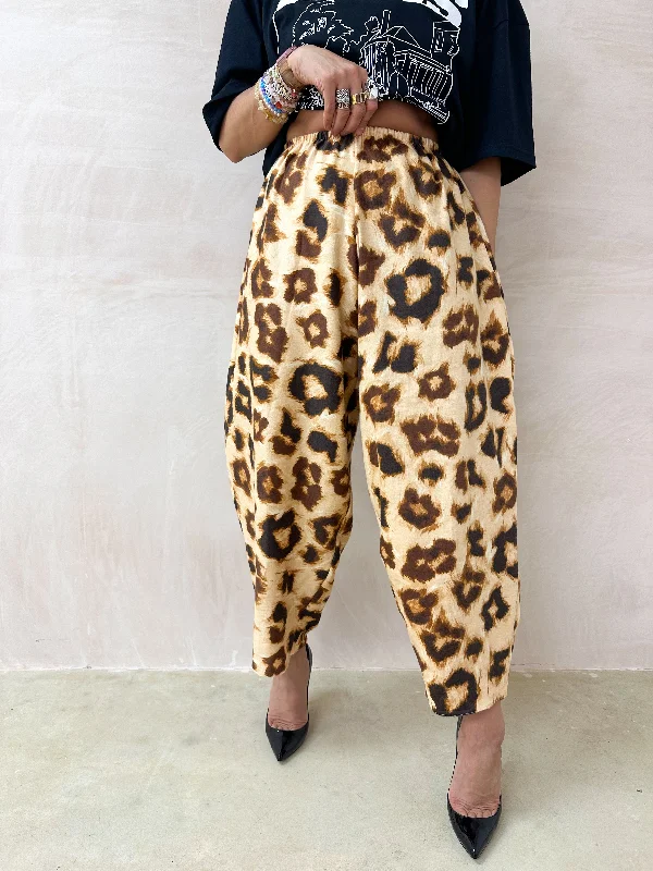 Leopard Print Balloon Trousers In Soft Cotton Trousers Bridal Satin