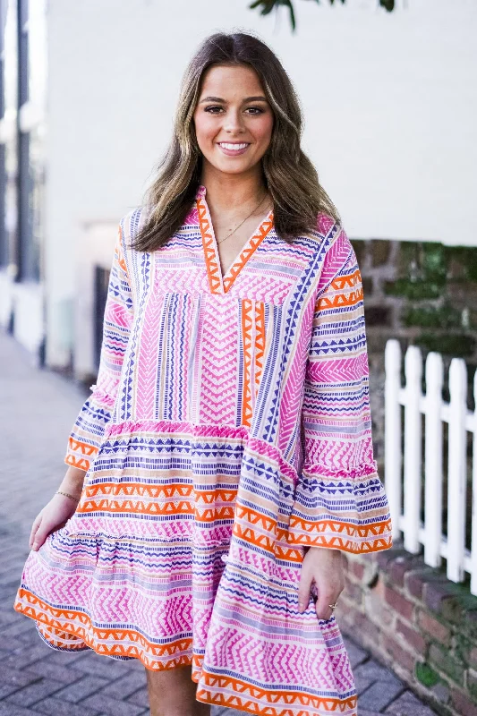 Marlena Cream Geometric Pattern Dress - FINAL SALE