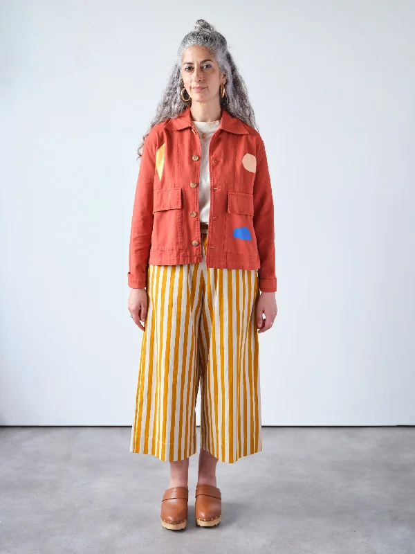 Mustard Yellow Stripe Wide Leg Trousers Trousers Print Floral
