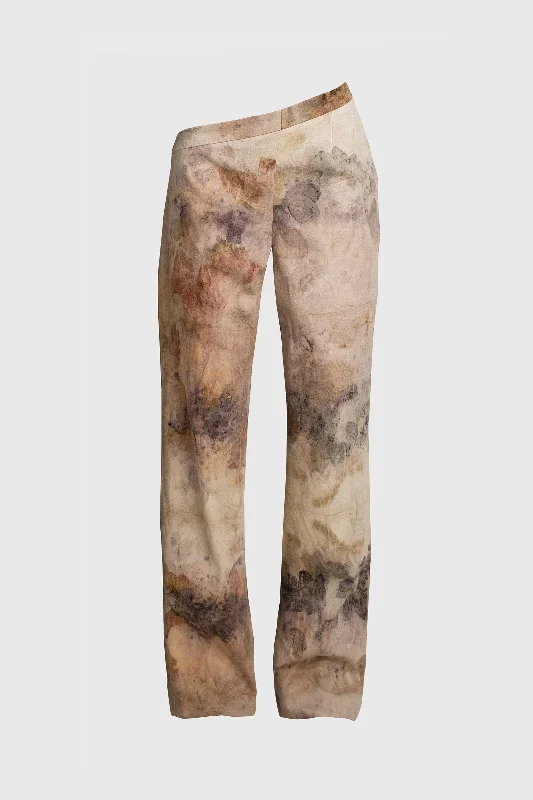 Natural Print 'V' Cut Trousers Trousers Lace Delicate
