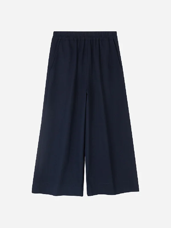 Navy Wide Leg Trousers Trousers Denim Blue