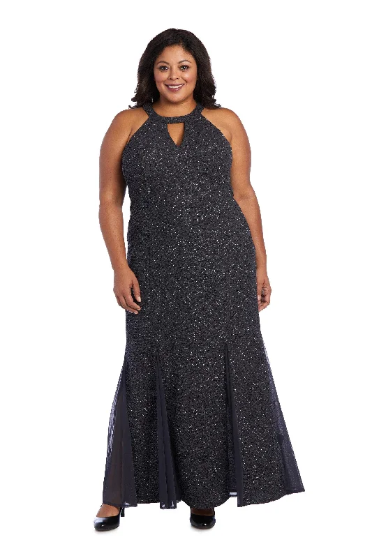 Nightway Long Plus Size Glitter Knit Dress 21555W