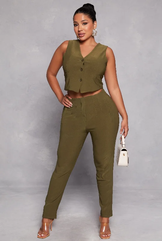 Iris Crepe Knit High Waisted Dress Pants Trousers Seasonal Trendy