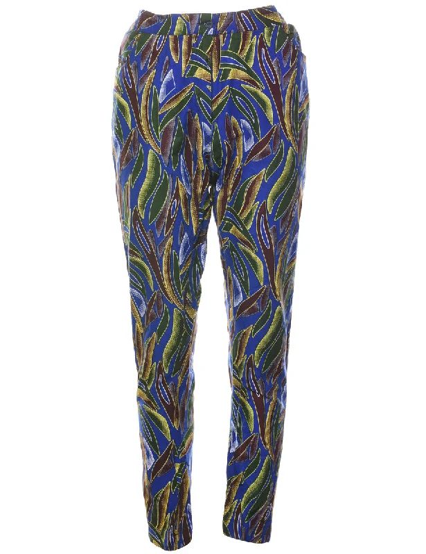 Patterned Multi-Colour Tapered Trousers - W28 L28 Trousers Prom Sequined