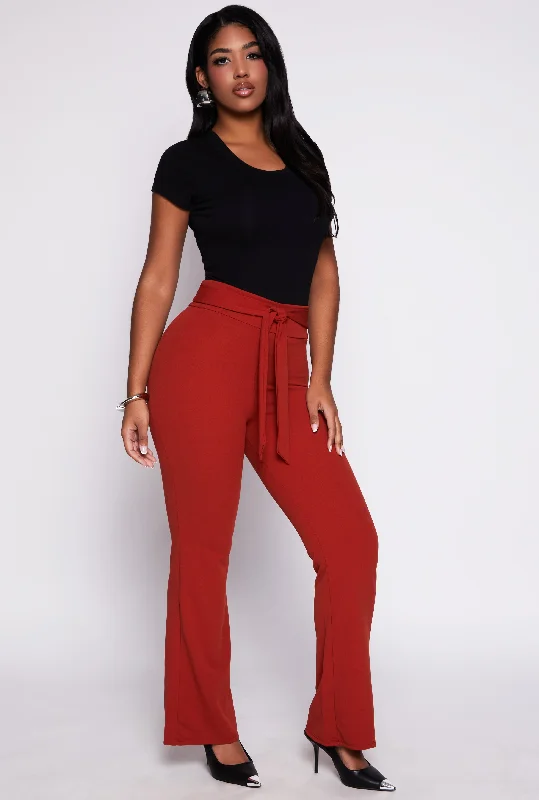 Tie Waist Dress Pants Trousers Yoga Stretchy