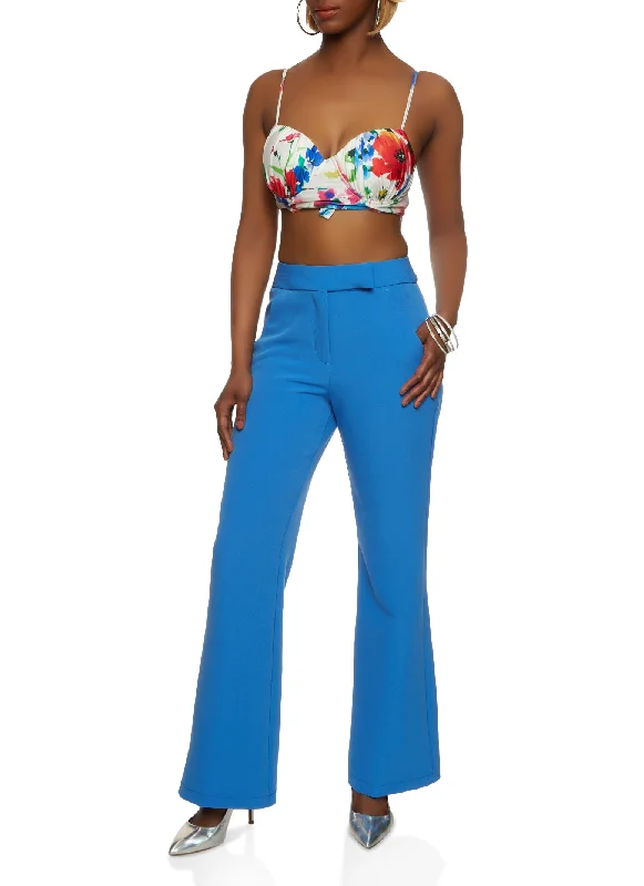 Crepe Knit High Waist Wide Leg Dress Pants Trousers Custom Made