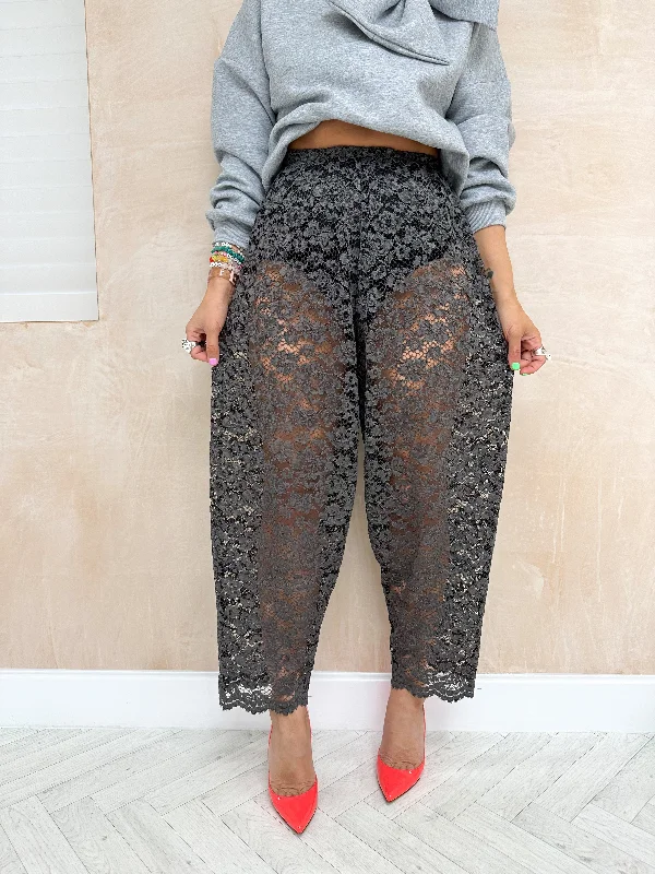Sweet Dreams Lace Balloon Trousers In Dusty Grey Trousers Velvet Soft