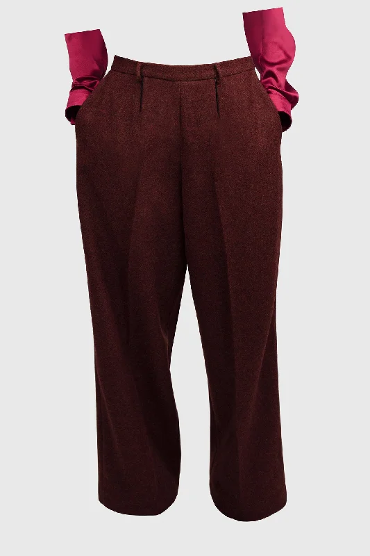 Red Virgin Wool Trousers Trousers Fleece Cozy