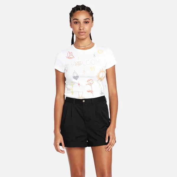 Volcom Frochi Trouser Short - Black Trousers Print Floral