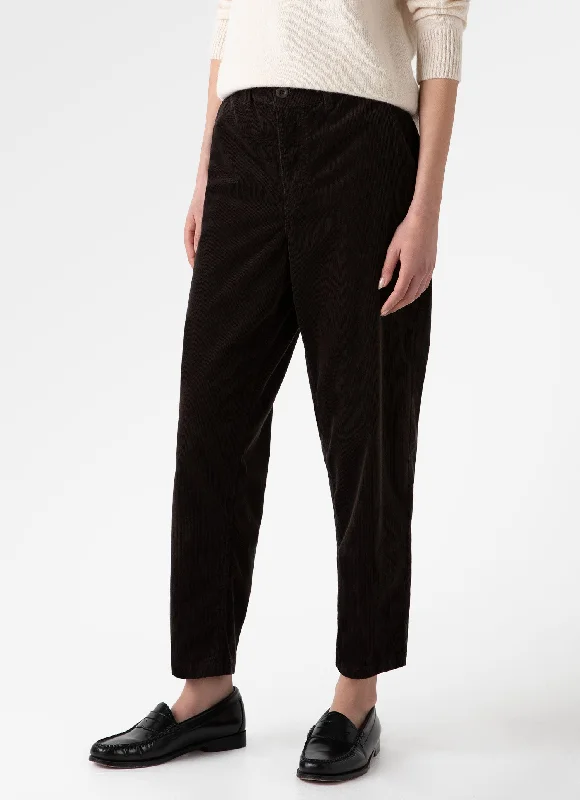 Women's Corduroy Trouser in Coffee Trousers Summer Linen