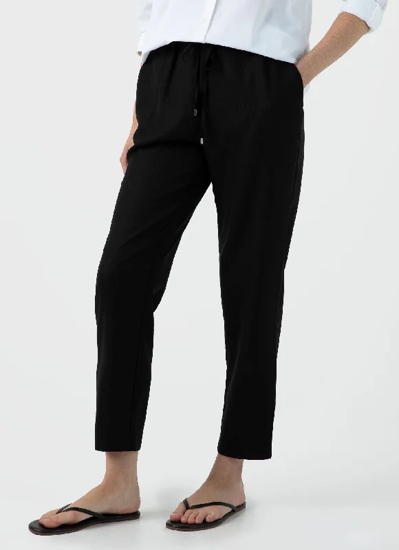 Women's Drawstring Tapered Trouser in Black Trousers Favorite Customer