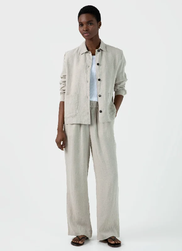 Women's Drawstring Wide Leg Trouser in Light Sand Trousers Versatile Stylish