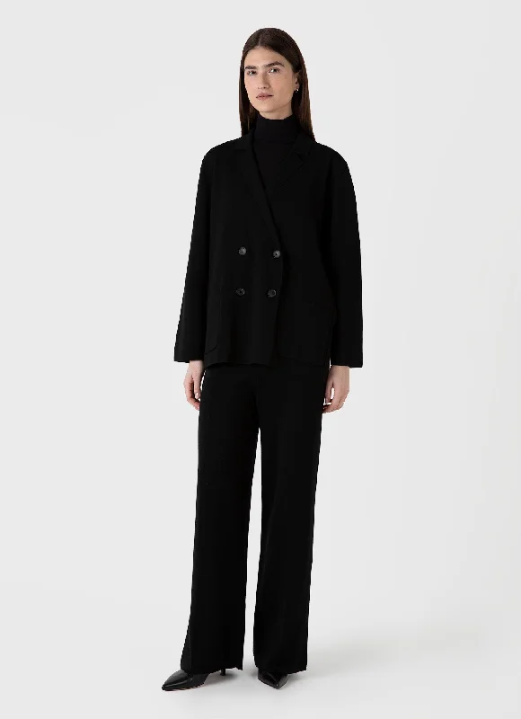 Women's Merino Milano Knit Trouser in Black Trousers Fall Fleece