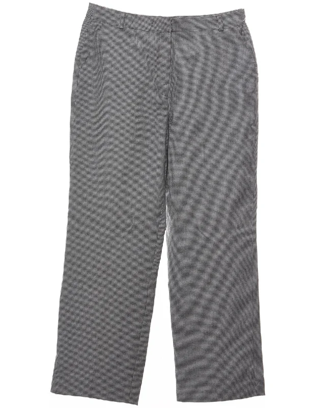 Wool Patterned Grey Trousers - W30 L28 Trousers Ceremony Elegant