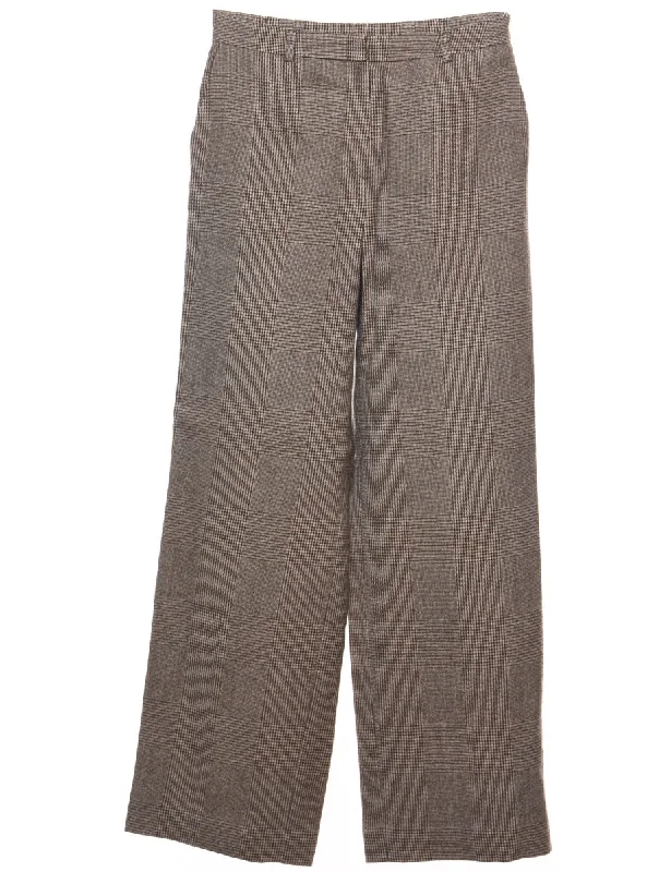 Wool Talbots Light Brown Checked Trousers - W28 L31 Trousers Spring Floral