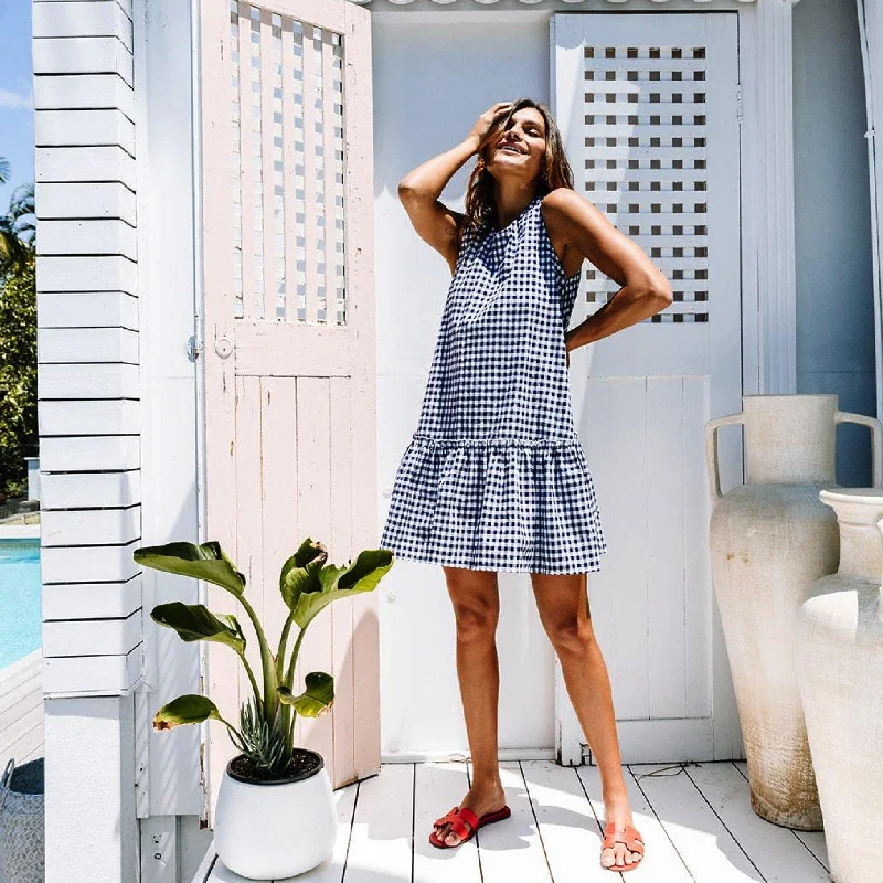 Annie Dress - Navy Gingham