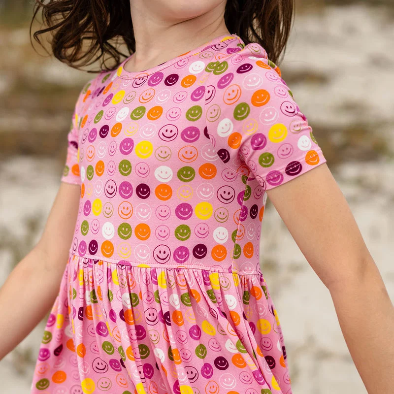 Pink Chicken | Bamboo Steph Dress - Smiley Faces