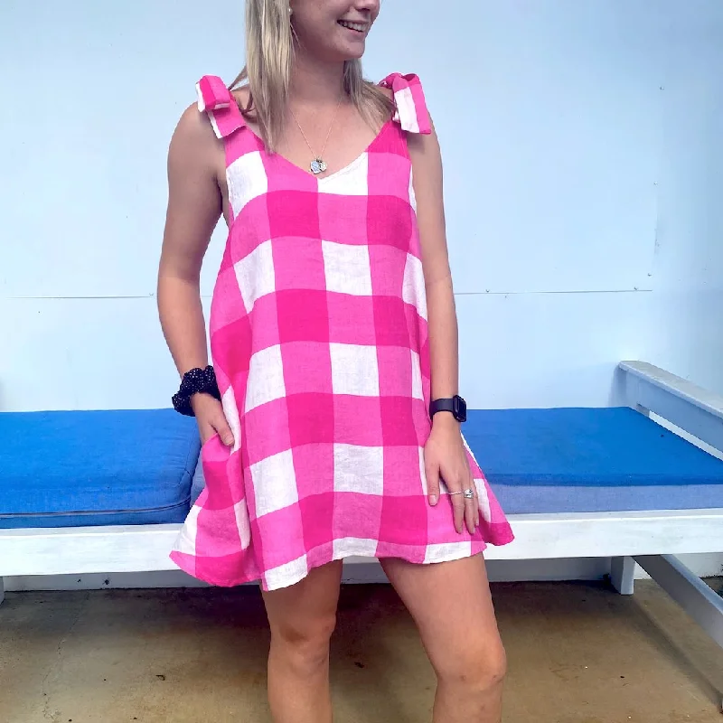 Capri Dress - Pink Check