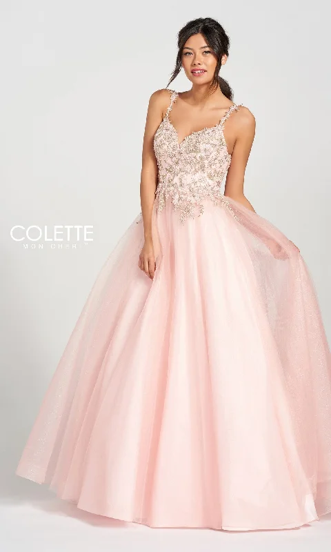 Glitter Tulle Prom Dress with Beaded Lace Bodice
