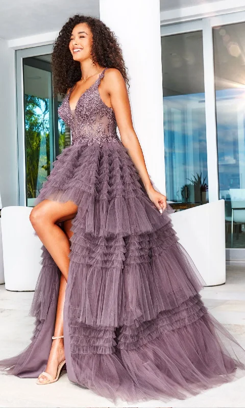 High-Low Tiered-Tulle Prom Dress CL12281