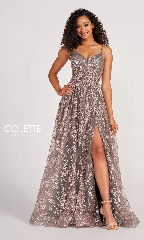 Colette CL2022 Strappy A-Line Glitter Prom Dress