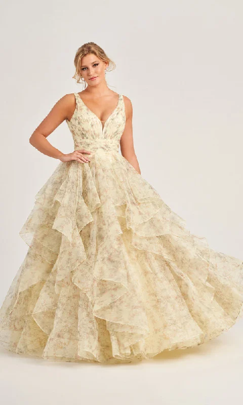 Colette Tiered Long Print Prom Ball Gown CL5273