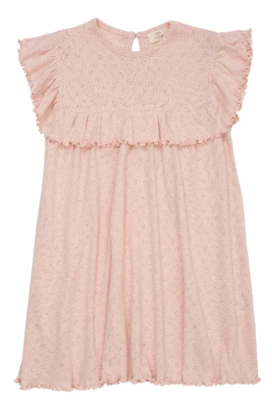 POINTELLE HEART DRESS W. RUFFLE - DUSTY ROSE