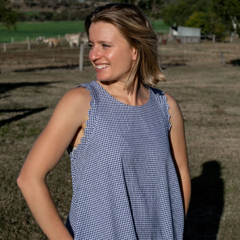 Rue Dress - Navy Gingham