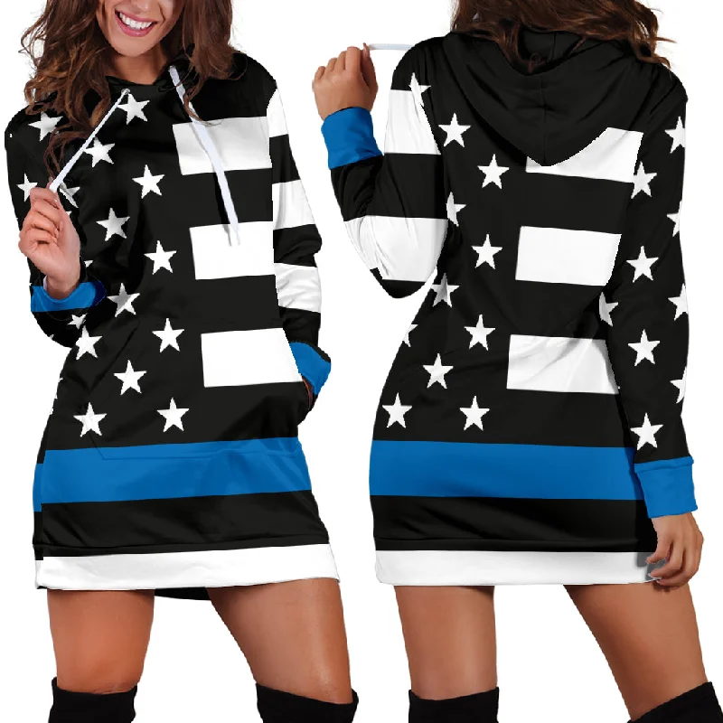 Women's Thin Blue Line Flag Hoodie Dress