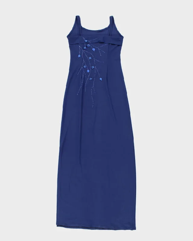 Vintage 90s Blue Beaded Dress - S