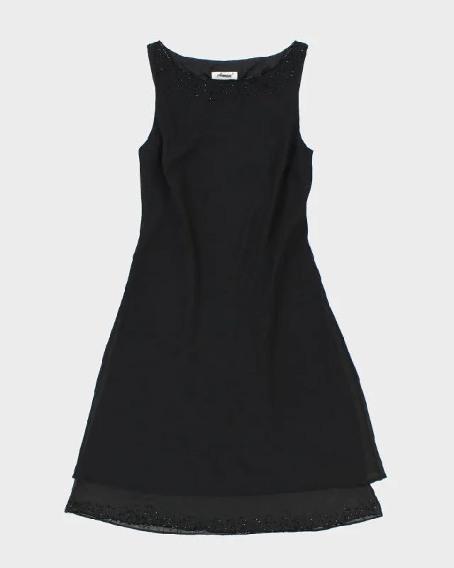 Vintage 90s Jessica Beaded Black Dress - S