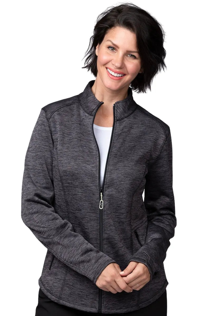 Ava Therese Women's Bonded Fleece Jacket | Heather Grey Boat Neck Shawl Collar Notched Collar Ava Therese Women's Bonded Fleece Jacket | Heather Grey Boat Neck Shawl Collar Notched Collar