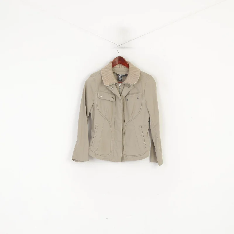 DKNY Women 8 S Jacket Khaki Cotton Cropped Zip Up Lightweight Casual Top Tailored Jacket Straight Jacket A-Line Jacket DKNY Women 8 S Jacket Khaki Cotton Cropped Zip Up Lightweight Casual Top Tailored Jacket Straight Jacket A-Line Jacket