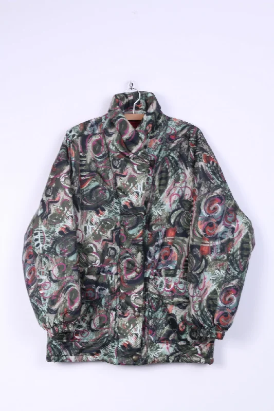 BRUGI Womens 40 M Jacket Vintage Green Multi Printed Warm Outdoor Top Stand-Up Collar Roll-Neck Collar Turtle Neck BRUGI Womens 40 M Jacket Vintage Green Multi Printed Warm Outdoor Top Stand-Up Collar Roll-Neck Collar Turtle Neck