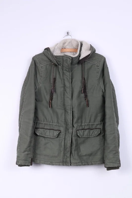 Twenty Three Womens M Jacket Green Cotton Hooded Lined Parka Plaid Jacket Tartan Jacket Houndstooth Jacket