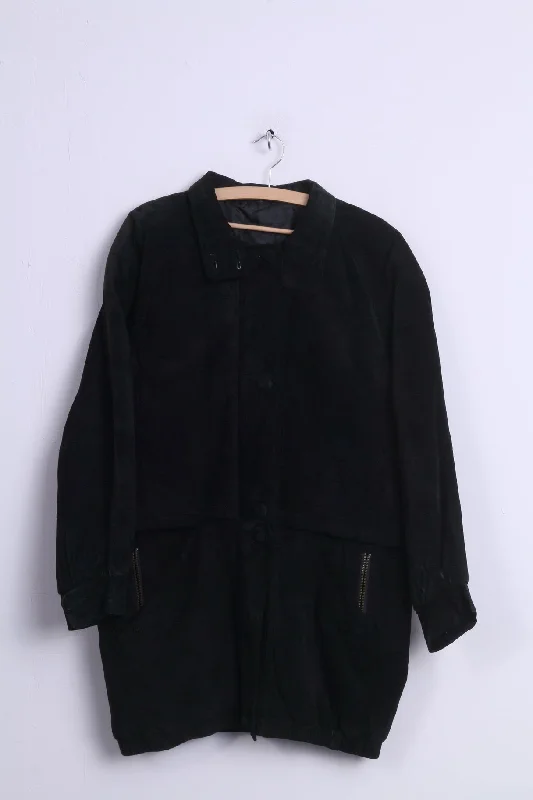 C&A Womens 38 M Jacket Vintage Black Suede Long Zippered Shoulder Pads Herringbone Jacket Houndstooth Jacket Plaid Jacket C&A Womens 38 M Jacket Vintage Black Suede Long Zippered Shoulder Pads Herringbone Jacket Houndstooth Jacket Plaid Jacket