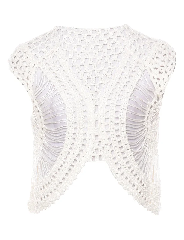 Crochet White Jacket - S