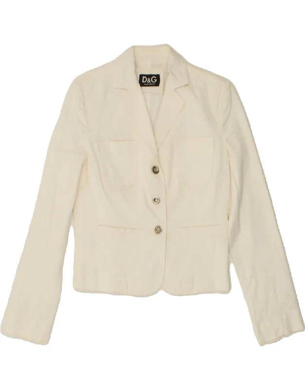 DOLCE & GABBANA Womens 3 Button Blazer Jacket IT 44 Medium White Pinstripe