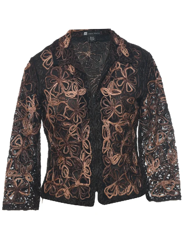 Embroidered Sheer Jacket - M